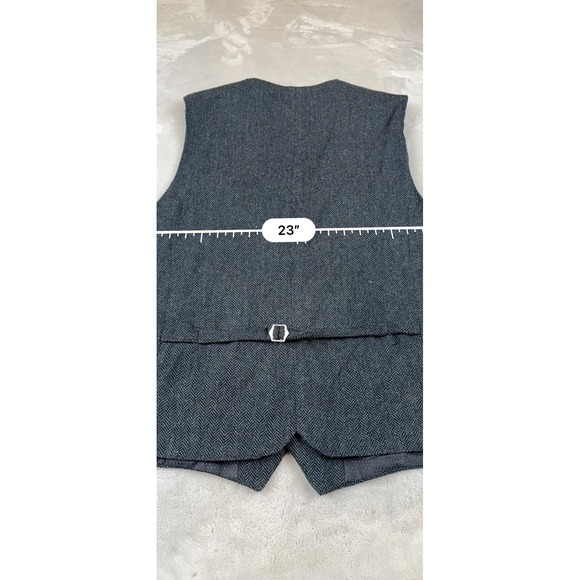 Emerald Isle Weaving Mens Navy Herringbone Wool Touch Waistcoat Vest Size XXL - Picture 6 of 10